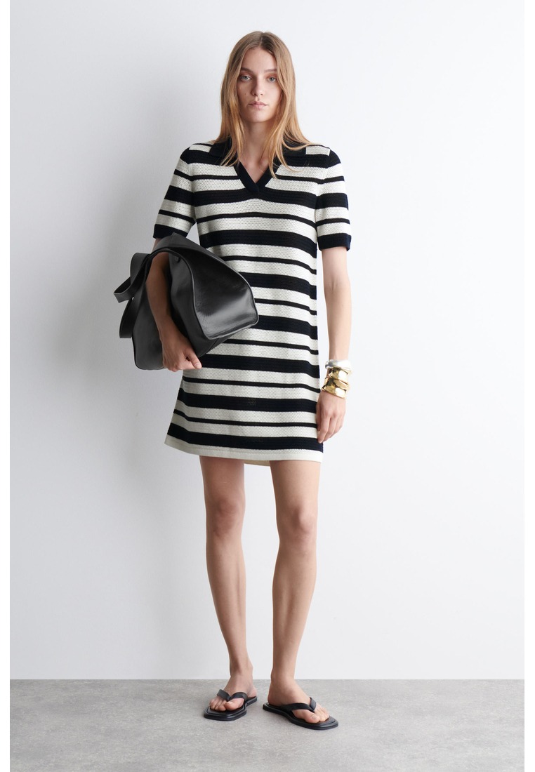COS  OPEN-KNIT POLO MINI DRESS