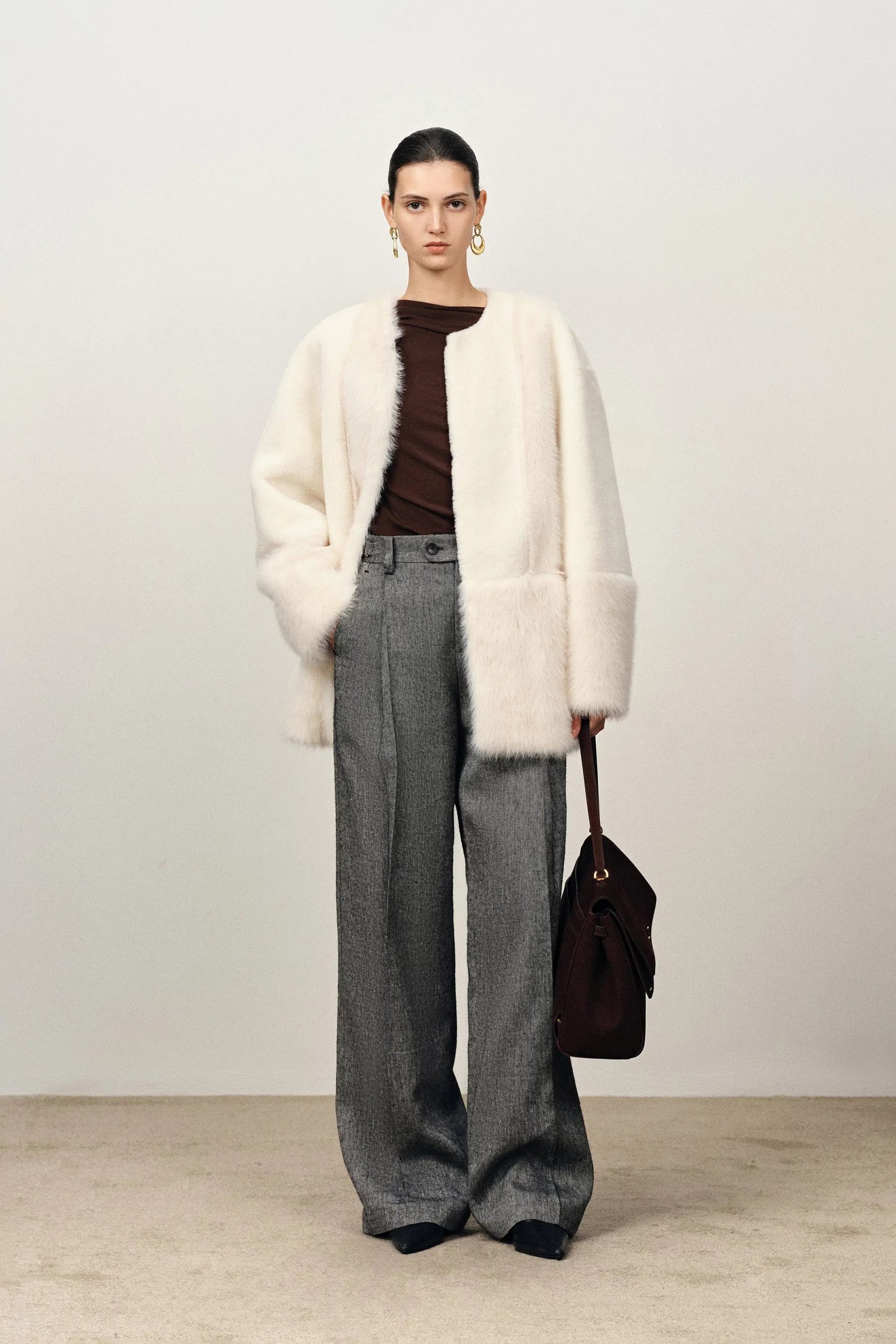 Alex Lightweight Patchwork Coat in Faux Fur