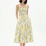 Alice Hand Painted Flora Strap Dress in Silk Cotton