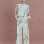 Ariel Flora Blouse and Pant Matching Set in Silk-Linen Blend