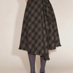 Annie Asymmetric Panel Fringe Plaid Skirt in Merino wool check