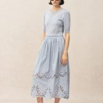 Amy Mixed Fabric Dress in Tencel-Silk and Poplin