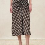 Anya Plaid Ruched Split Hem Skirt