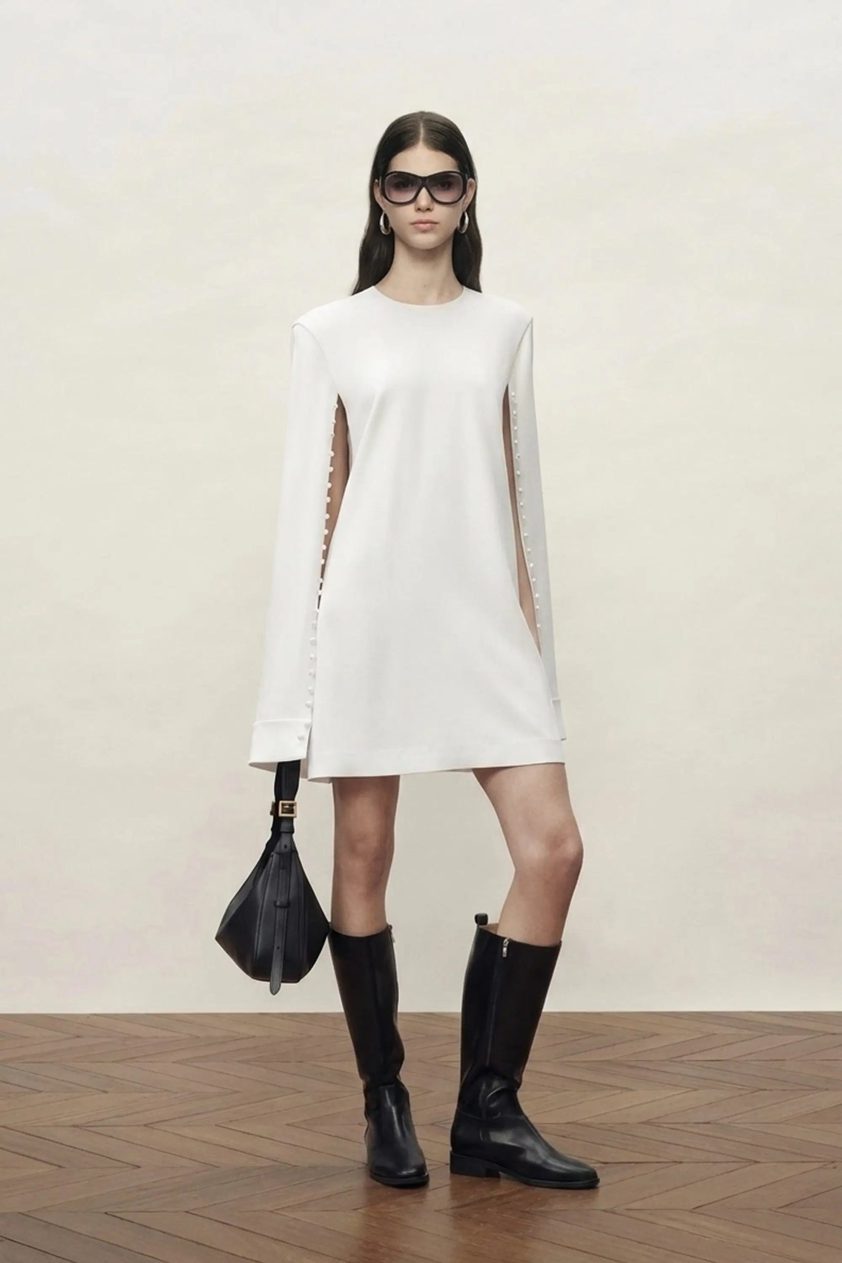 Audrey Pearl Short Cape Dress in Triacetate Blend