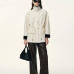 Amy Drawstring Waist White Cowboy Jacket in Cotton Denim