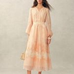Anne Handpainted Floral Lace Dress in Silk Linen Organza