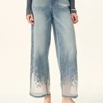 Ariel Straight Cropped Jeans in Transparent Burnout Denim